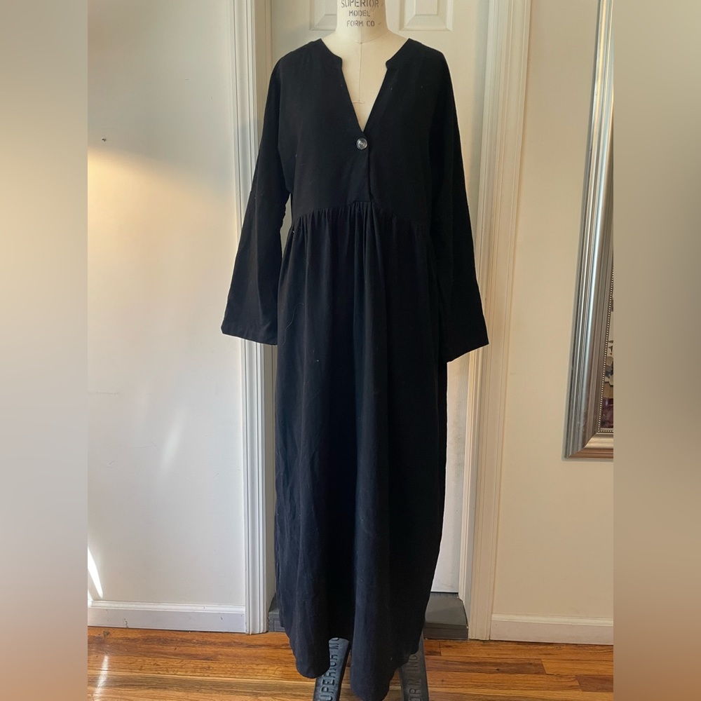 Black V neck maxi dress